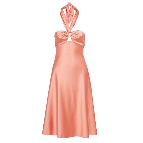 New! JONATHAN SIMKHAI Satin Halter Slip Dress - Picture 3 of 14